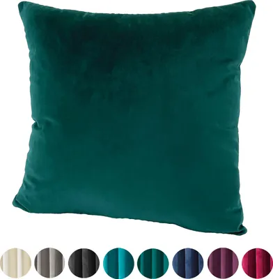 Produktbild von heimtexland ® Samt Deko Kissen Vorhang Velour Ösen Gardine Blickdicht Typ641 Smaragd Kissenhülle 40x40 cm