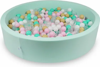 Obrázok produktu pre Suchý bazén 130x30cm mentolový so 600 guľôčkami: biela, ružová, transparentná, béžová, mentolová