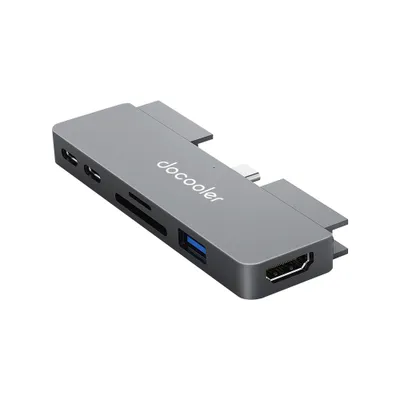 Zdjęcie produktu dla docooler Koncentrator 7 w 1 Type-C z portem USB3.0 audio HD Gniazda kart TF SD Kompatybilny z iPad Pro Type-C telefon tablet laptop
