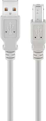Produktbild von USB-A-auf-USB-B-Kabel, 3 m, grau 2,5 W, 0,5 A, 480 Mbit/s, USB 2.0