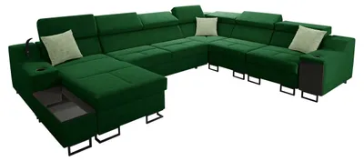 Produktbild von MIRJAN24 Wohnlandschaft Alicante VIII mit drei Bettkästen und Schlaffunktion, Lampe mit USB-Anschluss, U-Form Polsterecke (Farbe: Uttario Velvet 2951 + Uttario Velvet 2954, Seite: Links)