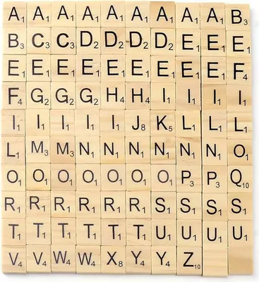 Produktbild von 100 Holz-Buchstaben 20x18x5mm Holz Alphabet Buchstaben Scrabble Spielsteine Ersatz