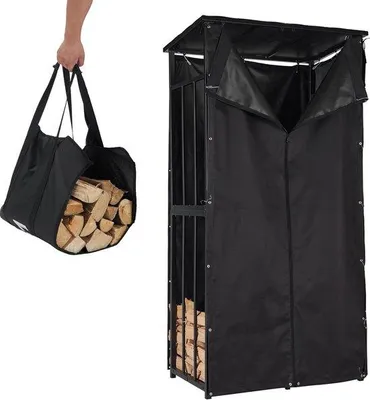 Produktbild von Holzlager mit Dach und wasserdichter Abdeckung - Metall 90x60x180cm