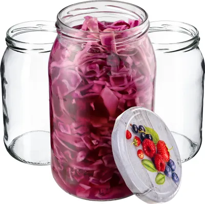 Immagine prodotto di Barattoli per conserve KADAX 900ml con coperchio a vite fi82 mm, barattoli grandi con coperchio twist-off, barattoli per conserve, barattoli per sottaceti, barattoli per conserve, barattoli per conserve (lamponi, 48 pezzi)