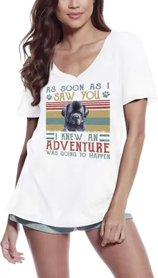 Produktbild von Damen Grafik T-Shirt V-Ausschnitt Neufundland ich wusste dass es ein Abenteuer werden würde – Newfoundland I Knew An Adventure Was Going To Happen