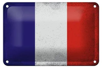 Produktbild von Blechschild Flagge Frankreich 18x12cm Flag France Vintage Dekoration