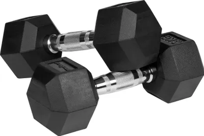 Zdjęcie produktu dla Hantle żeliwne gumowane HEX 2x6kg Rebel hexagonalne zestaw 12kg SOLIDNE