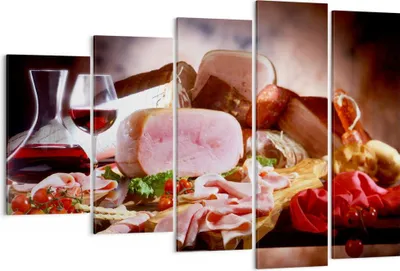 Produktbild von Bild auf Leinwand - Leinwandbild - Essen Essen Wurst Kräuter - 150x100cm - Wand Bild - Wanddeko - Leinwanddruck - Bilder - Kunstdruck - Wanddekoration - Leinwand bilder - Wandkunst - EG150x100-2568