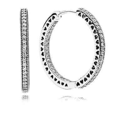 Immagine prodotto di Pandora Orecchini a cerchio con cuori e scintille 296319CZ