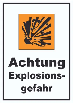 Produktbild von Schild Gefahrensymbol Explosionsgefahr hochkant A5 (148x210mm)