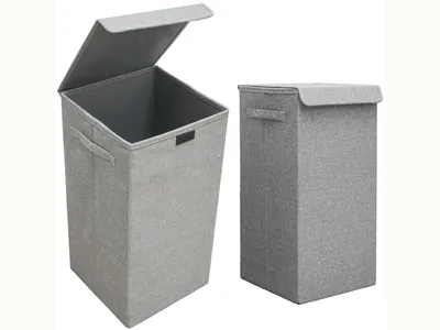 Produktbild von 2er Set 50L Wäschekorb mit Deckel 30x30x60 - XXL Wäschesammler Wäschebox Faltbar