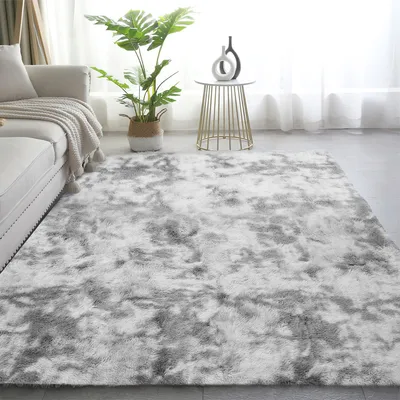 Produktbild von Mulisoft Hochflor Teppich wohnzimmerteppich Langflor 150 x 80 cm - Teppiche für Wohnzimmer flauschig Shaggy Schlafzimmer Bettvorleger Carpet, Hellgrau