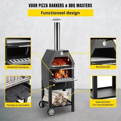 Obrázek produktu pro gril a pec na pizzu 2 v 1 na dřevo, 45 x 141 cm