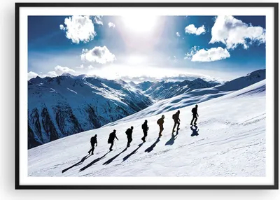 Produktbild von Gerahmtes Poster - Schwarzer Rahmen - Berg Wanderung Gipfel - 100x70 cm - Wand Bild - Wanddeko - Wandbilder - Kunstposter - Wandposter - Bilderrahmen - Bilder - Kunstdruck - P2BAA100x70-4803