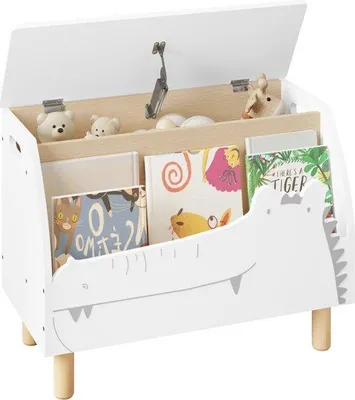 Image de Étagère à livres pour enfants - Étagère à livres - Avec tiroir - Pour enfants - 60 x 30 x 44 cm - Blanc - Bois