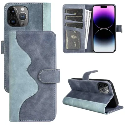 Obrázek produktu pro Pro Apple iPhone 15 Pro Max Design Pouzdro na mobilní telefon Blue Synthetic Leather Case Cover