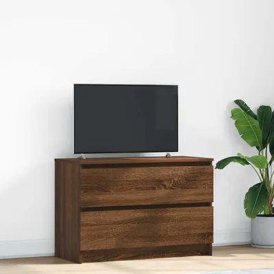 Image de Maison Exclusive - Meuble TV aspect chêne brun 80x35x54 cm Matériau dérivé du bois