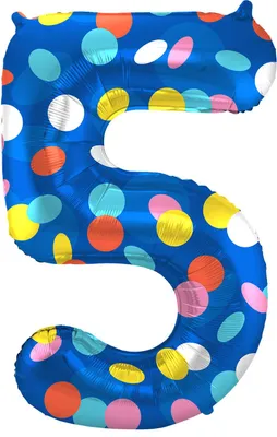 Produktbild von Folienballon Zahl 5 bunte Dots 86cm