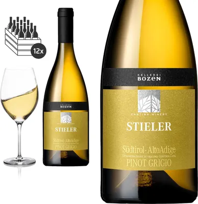Produktbild von 12er Karton 2023 Stieler PINOT GRIGIO  Südtirol von Kellerei Bozen/Gries - Weißwein