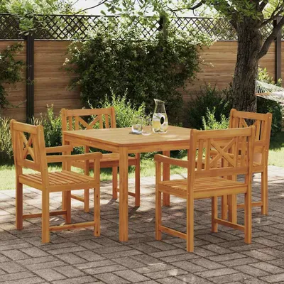 Imagen del producto de Maison Exclusive - Juego de mesa para jardín, 5 piezas, color marrón, madera maciza de acacia
