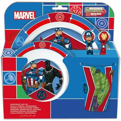 Zdjęcie produktu dla Zestaw plastikowych naczyń Marvel Avengers 5-częściowy plastikowy zestaw dla dzieci
