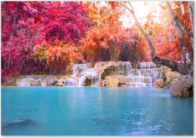 Produktbild von Tulup® Leinwandbild - 100x70 cm - Wandkunst - Drucke auf Leinwand - Leinwanddruck  - Landschaften - Mehrfarbig - Wasserfall Wald