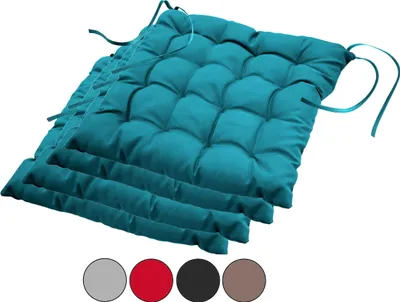 Produktbild von Stuhlkissen 4er Set Sitzkissen 40x40 Sitzpolster Garten Kissen Polster Auflage, Farbe:Petrol