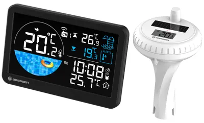 Produktbild von Bresser Funk Poolthermometer mit Solarsensor, Alarm und Basisstation