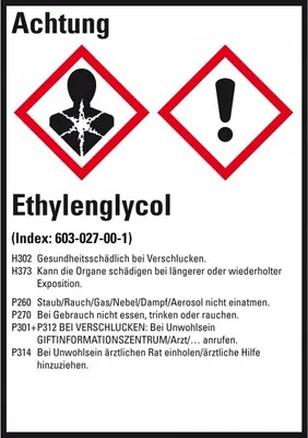 Produktbild von Dreifke® Aufkleber I GHS-Etikett Ethylenglycol, GefStoffV/GHS/CLP, Folie, 52x...