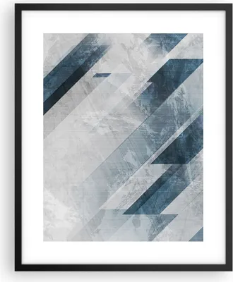 Produktbild von Gerahmtes Poster - Schwarzer Rahmen - Blau Weiß Figuren - 40x50 cm - Wand Bild - Wanddeko - Wandbilder - Kunstposter - Wandposter - Bilderrahmen - Bilder - Kunstdruck - P2BPA40x50-5082