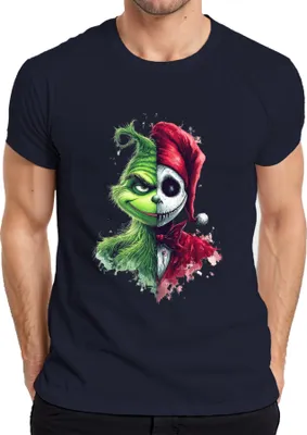 Produktbild von Grinch Jack Skellington Weihnachten Totenkopf Geschenk Horror Herren T-Shirt, Navy, 3XL