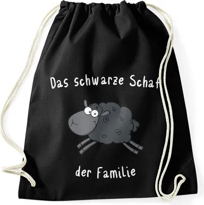 Produktbild von Turnbeutel Das Schwarze Schaf der Familie Moonworks® Happy schwarz unisize
