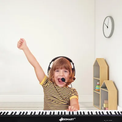 Produktbild von Digitales Piano Keyboard 88 Tasten tragbares elektronisches Musikinstrument Kinderklavier Kinderpiano Schwarz