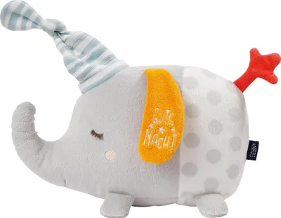 Produktbild von Fehn Nachtlicht Elefant  Schlummerlicht & Einschlafhilfe: Kuscheltier mit Glow-in-The-Dark-Bestickung & Nachtlicht-Modul, fr Babys & Kleinkinder ab 0+ Monaten