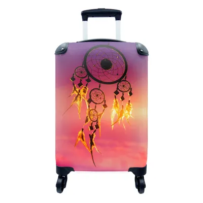 Produktbild von MuchoWow® Koffer Handgepäck Trolley Rollkoffer Kleine Reisekoffer mit 4 Rollen - Ein Traumfänger für einen lila Himmel - Cabin Size < 55x40x23 cm & 55x40x20 cm - Fotokoffer - Kabinenkoffer - Boardgepäck - Reise-Box - Reisekoffer - Reisegepäck - Koffer mit Bild - Trolley für Kinder