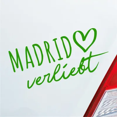 Produktbild von Auto Aufkleber Madrid verliebt Herz Stadt Heimat Liebe Car 19x9 cm Hellgrün Sticker Heckscheibenaufkleber