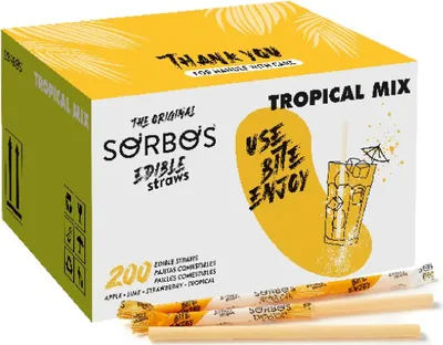 Image de SORBOS pailles de fruits comestibles - tropical (200 pièces)
