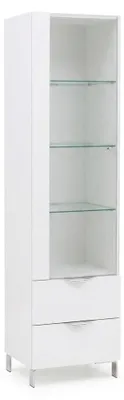 Produktbild von Glasvitrine in Weiß Hochglanz - 50 cm Breite - Moderne Standvitrine aus MDF