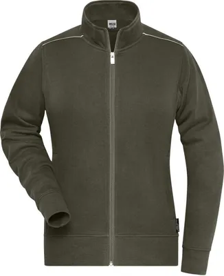 Produktbild von Sweat-Jacke mit Stehkragen und Kontrastpaspel olive, Gr. L