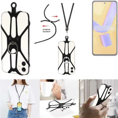 Produktbild von K-S-Trade 3in1 Handykette Handyband Handykordel Halsband Smartphone-Ring Handy-Ring kompatibel mit Vivo Y100 5G Fingerhalterung Handyring