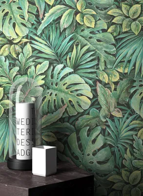 Produktbild von NEWROOM Tapete Grün Vliestapete Dschungel - Dschungeltapete Tropisch   Blätter Monstera Blätter Floral Urwald