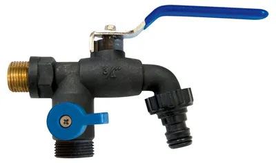 Immagine prodotto di Rubinetto da giardino S&M, antigelo, con due uscite, nero e blu