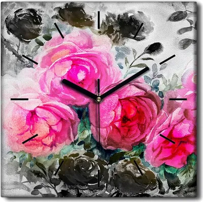 Produktbild von Coloray Uhr auf Leinwand 30x30 cm Wand Uhr Dekoration Wohnzimmer Segeltuch schwarze Hände -Aquarelllandschaft