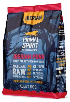 Produktbild von PRIMAL SPIRIT Iberian 70% Schweineschinken – halbfeuchtes Hundefutter – 1 kg