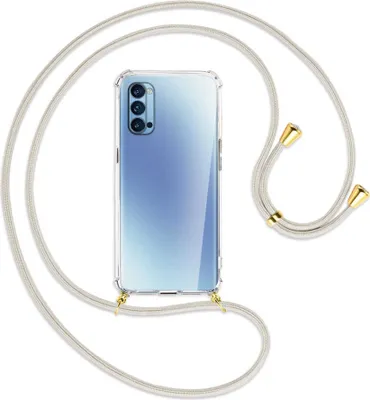 Produktbild von Handykette Backcover-Schutzhülle mit Band (Metall goldfarben) für Oppo Reno4 Pro 5G - broken white