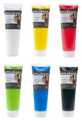 Zdjęcie produktu dla Farby akrylowe Molenaer, 6 sztuk po 250 ml