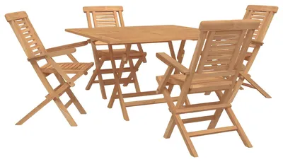 Obrázok produktu pre vidaXL Súprava záhradného nábytku, 5 kusov, hnedá, masívne tekové drevo