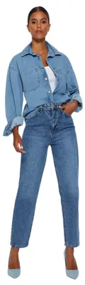 Obrázek produktu pro Trendyol Dámské rovné džíny typu "mom jeans" s vysokým pasem