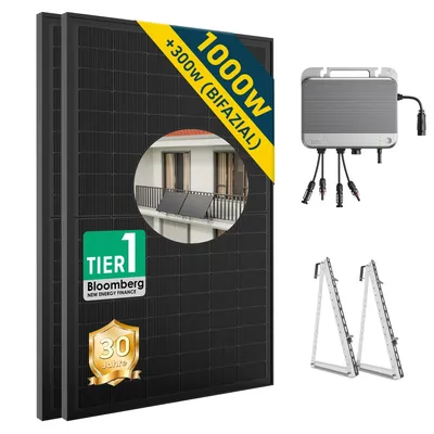 Produktbild von ALLDREI 1000W Balkonkraftwerk komplettset mit 800 Wechselrichter Solaranlage- Mit Balkon Halterung