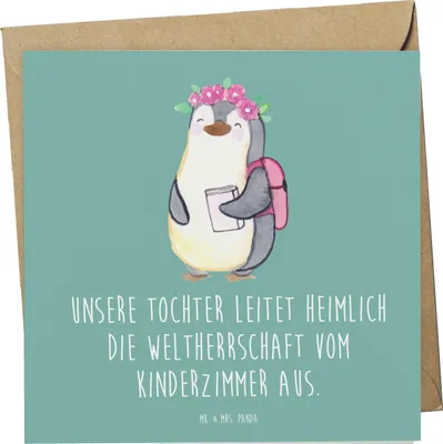 Produktbild von Mr. & Mrs. Panda Glückwunschkarte Tochter Weltherrschaft - Meeresbrise - Geschenk, Einfallsreichtum, handgemacht, Dankeschön, anlasskarte, Klappkarte, doppelkarte, Freude